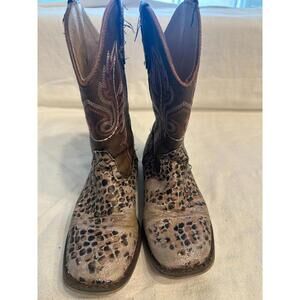 Roper Little Kids Leopard Print Glitter Western Cowboy Boots Size 1